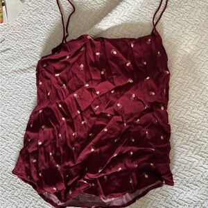 Reformation Red Embellished Sleeveless Camisole